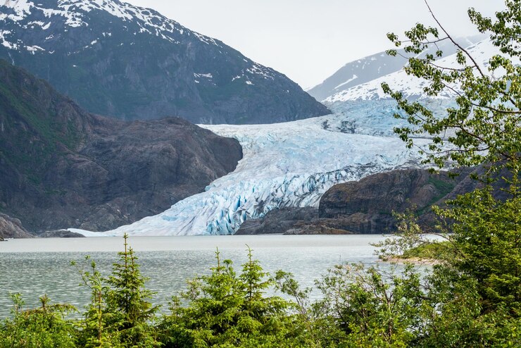 Photo gletser mendenhall dekat juneau di alaska
