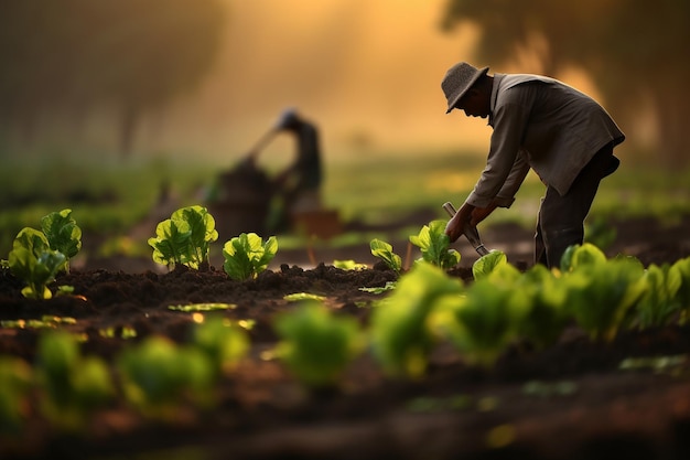 gli agricoltori piantano semi di ortaggi