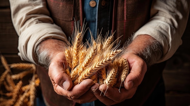 Gli agricoltori tengono in mano grano UHD carta da parati