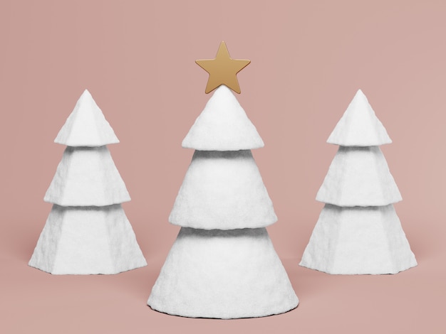 Gli alberi di natale bianco con la decorazione su 3d rosa rendono