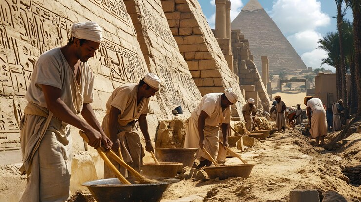 Gli antichi operai egiziani che costruivano le piramidi