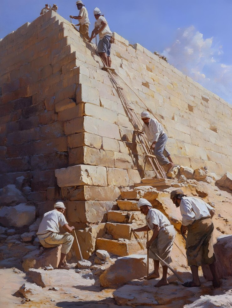 Gli antichi operai egiziani che costruivano le piramidi