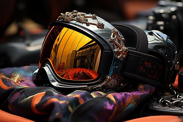 Gli eleganti occhiali da sci neri pronti per l'avventura