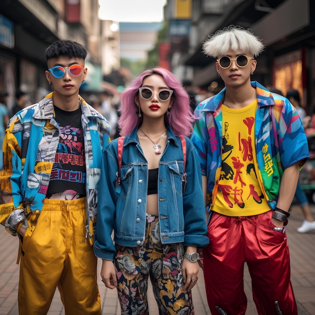 Gli hipster cinesi indossano abiti alla moda e camminano con sicurezza