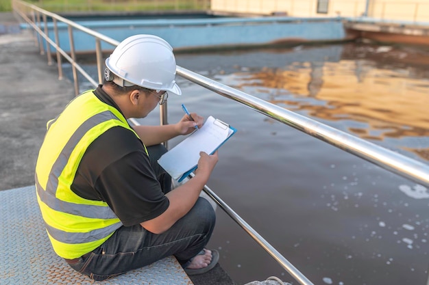 Gli ingegneri ambientali lavorano negli impianti di trattamento delle acque reflue