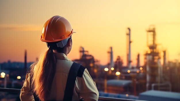 Gli ingegneri lavorano all'impianto petrolifero e petrolchimico