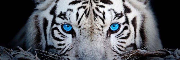 Gli occhi blu di una tigre bianca da vicino