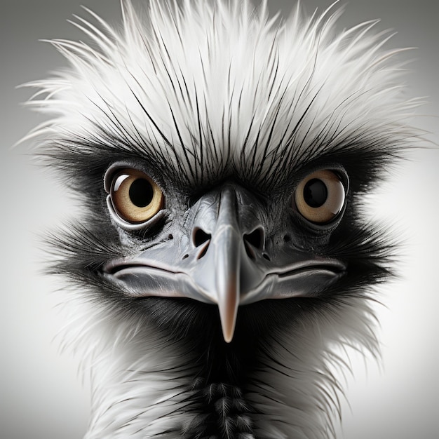 Gli occhi espressivi di Emu Un carattere Zbrush simile a una caricatura