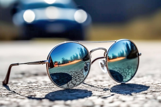 Gli occhiali da sole generativi Ai sono stesi sulla strada