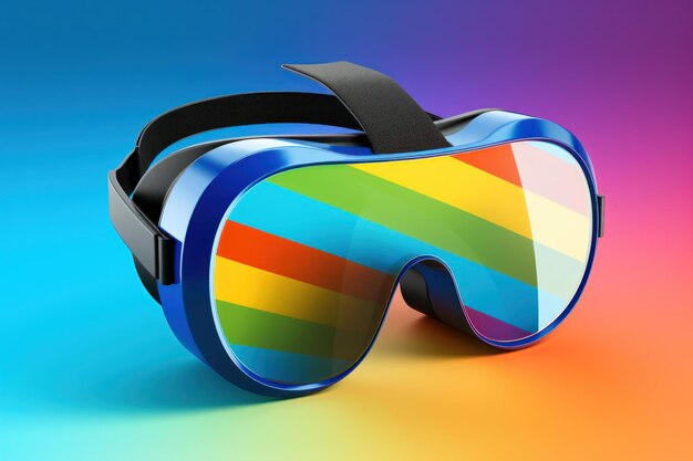 Gli occhiali VR per la realtà virtuale indossano l'arcobaleno dei cartoni animati generativo con Ai