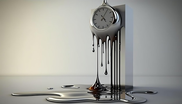 Gli orologi in metallo si stanno sciogliendosurrealismo Illustrazione creativa Ai Genera