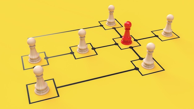 Gli scacchi sul grafico dei diagrammi per il rendering 3d del concetto di business