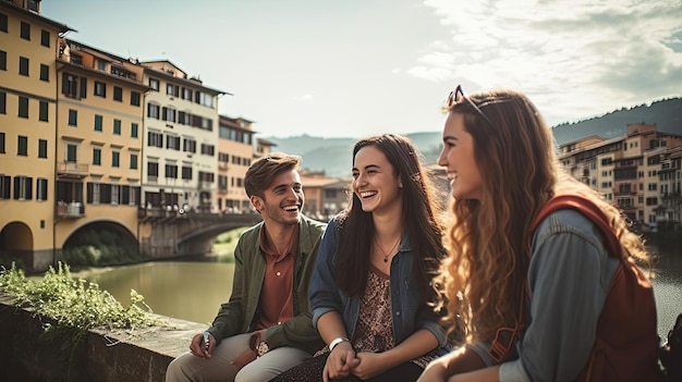 Gli studenti universitari partecipano con entusiasmo a un programma di studio all'estero immergendosi in nuove culture e arricchendo la loro istruzione Generated by AI