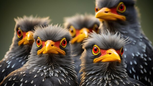 Gli uccelli di bufaga dal becco giallo si chiudono