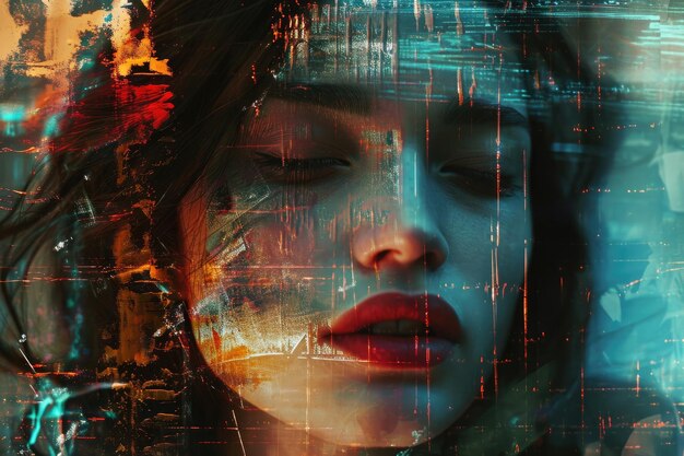 Glitch girl face art spinge i confini dell'estetica digitale