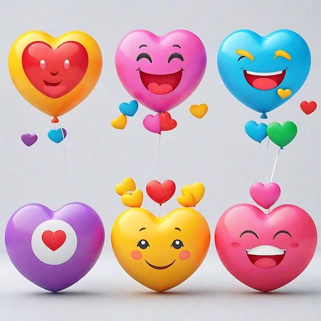 Glitter Hearts Love Emojis pieni di colori allegri