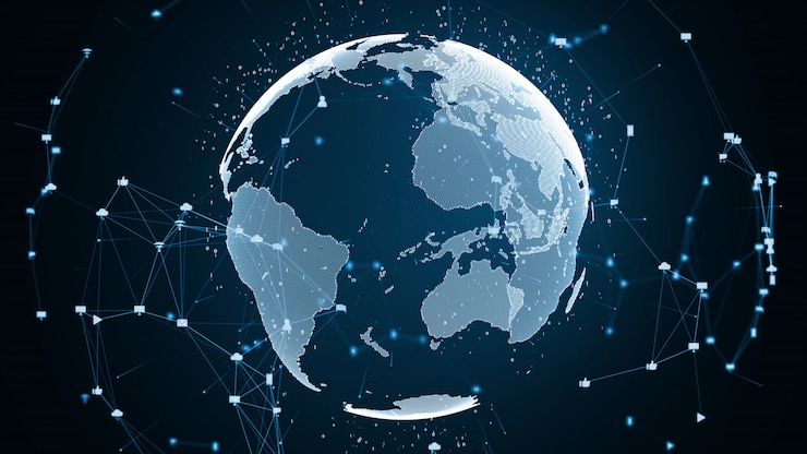 Photo global network connection and data connections concept. 