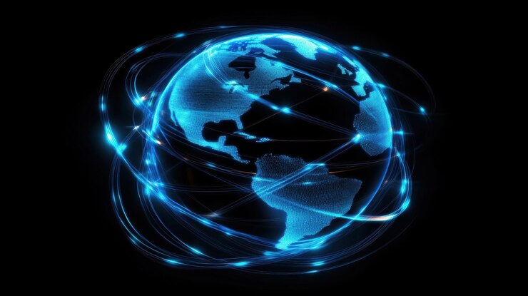 Photo global network connection digital world futuristic earth