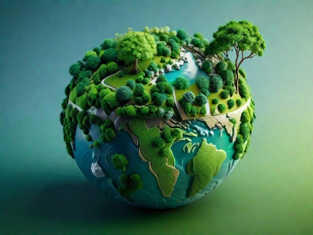 Globo amichevole per la terra conservazione eco-amichevole nel paesaggio naturale