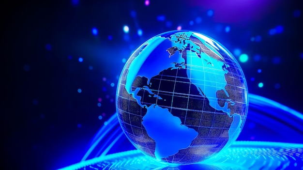 Globo blu e nero su sfondo blu AI generativa