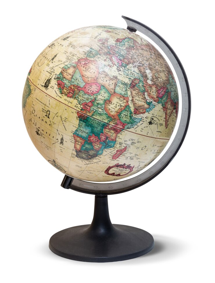 Globo del mondo di stile - Globo del mondo antico isolato su sfondo bianco, tracciato di ritaglio