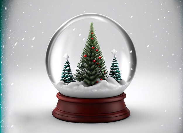 Globo della neve di Natale 3D su fondo bianco
