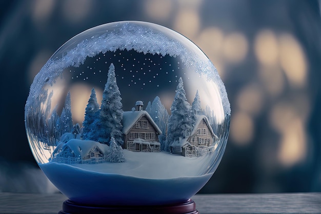 Globo di ghiaccio una palla ricordo di Natale innevata