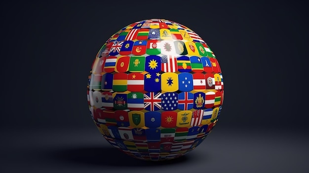Globo internazionale bandiere del mondo