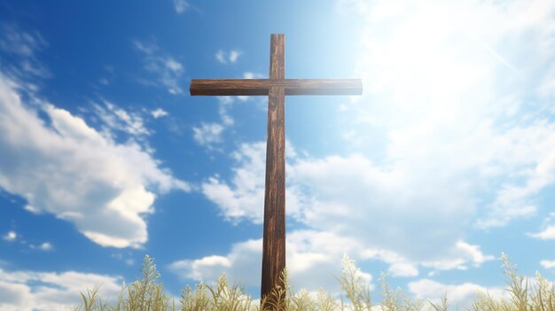 Gloriosa croce di legno Simbolo religioso spirituale del cristianesimo