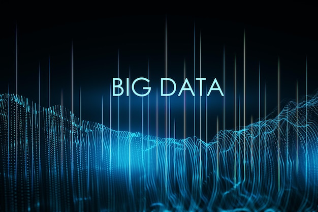 Glowing blue big data background Technology metaverse and future concept 3D Rendering