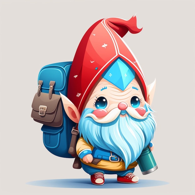 Gnome che indossa una borsa da scuola Illustrazione vettoriale