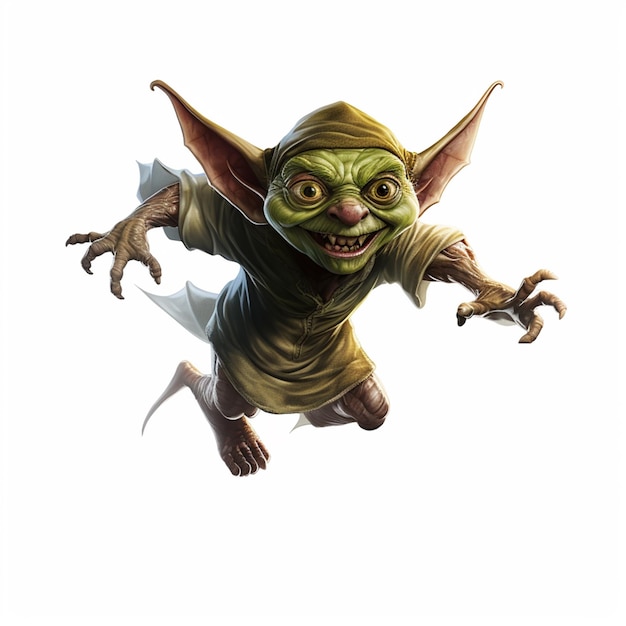 Goblin ninfa clipart acquerello carino isolato su sfondo bianco