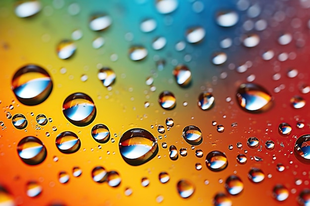 Gocce d'acqua su sfondo di vetro colorato