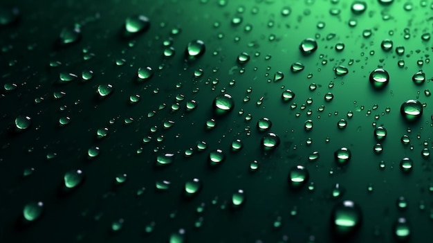 Gocce d'acqua su sfondo verde