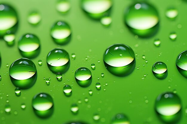 Gocce d'acqua su sfondo verde