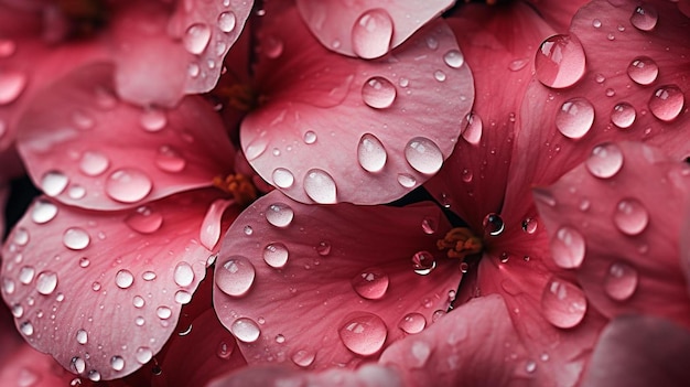 gocce d'acqua su un fiore rosso