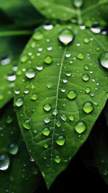 Gocce d'acqua su una foglia