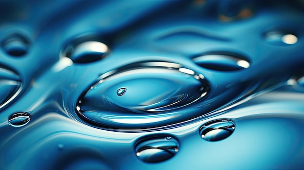 Gocce d&#39;acqua su uno sfondo blu