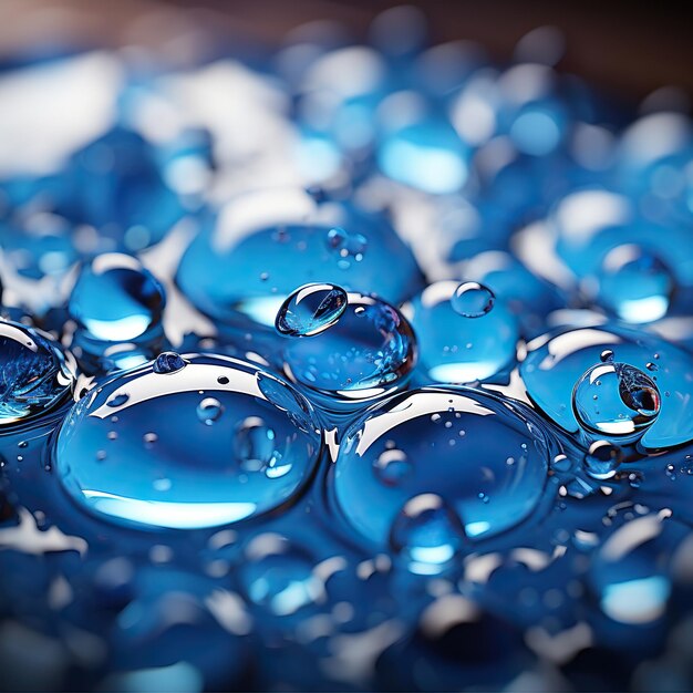 gocce d'acqua su vetro sfumature azzurre un primo piano di perle di vetro blu palle d'acqua di vetro azzurro