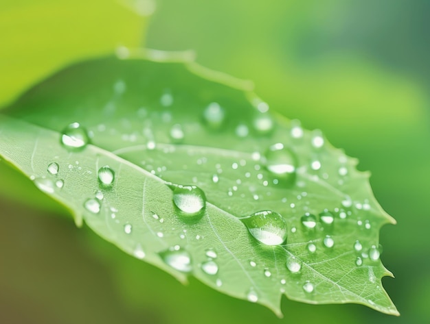 gocce d'acqua sulla foglia verde sfondo naturale