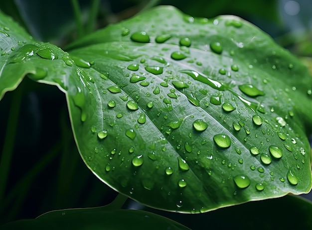 gocce d'acqua sulla pianta nello stile di piegato