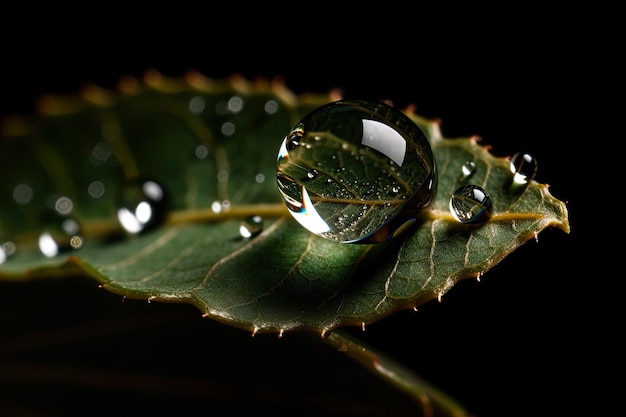 Gocce d'acqua sulle foglie verdi