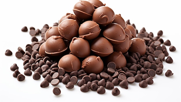 gocce di cioccolato isolate su sfondo bianco
