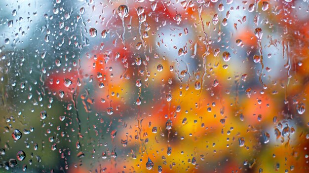 Gocce di pioggia danzanti che catturano gli incantevoli colori autunnali in una giornata fredda e umida 169