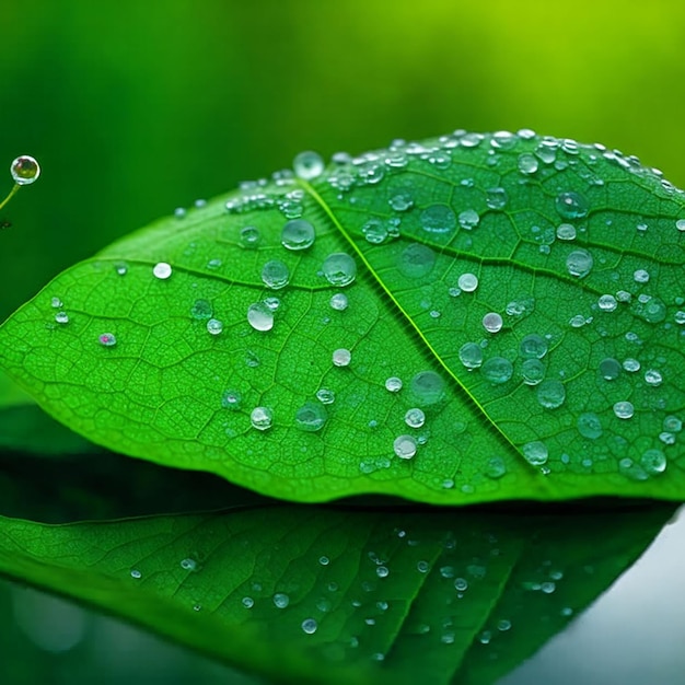 Gocce di pioggia di sfondo verde foglia su foglie di uva spina vista ravvicinata della natura