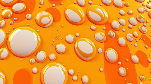 Gocce di vernice bianca astratta mescolate in uno sfondo di olio arancione Modello di fluidi non miscelanti IA generativa