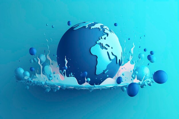 goccia d'acqua con la terra Giornata mondiale dell'acqua AI Generative