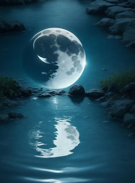 Goccia di luna in acqua