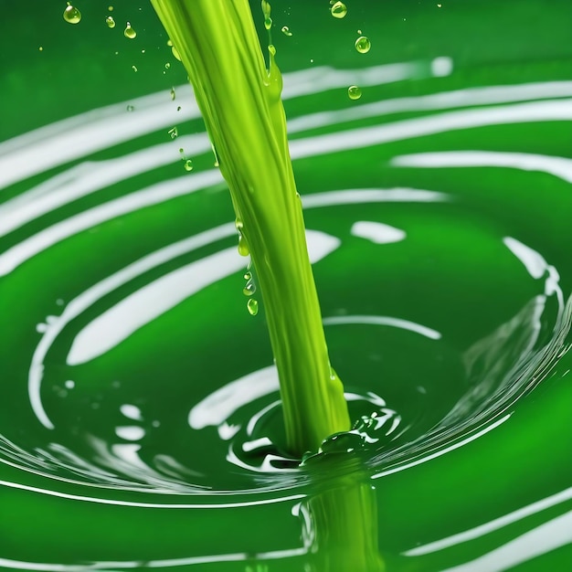 goccia di vernice verde che cade sull'acqua