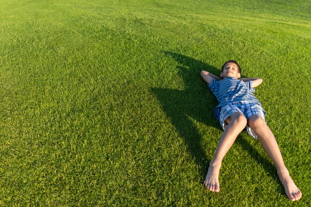 Godendo sul campo di erba perfetto